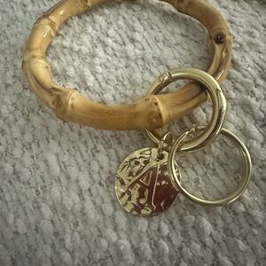 Bamboo Style Keyring with Inital
